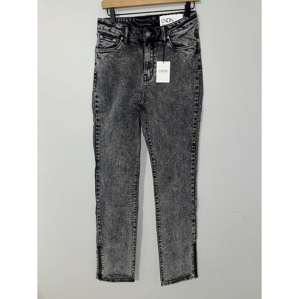 LNDN Landon‎ Denim Acid Black Wash Ankle Zip Straight Leg Jeans NWT Size 29
